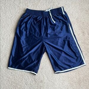 Blue and White Athletic Shorts with Elastic Waistband